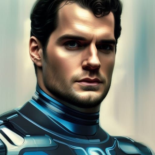 Henry Cavill in Tron Suit: Sci-Fi Portrait