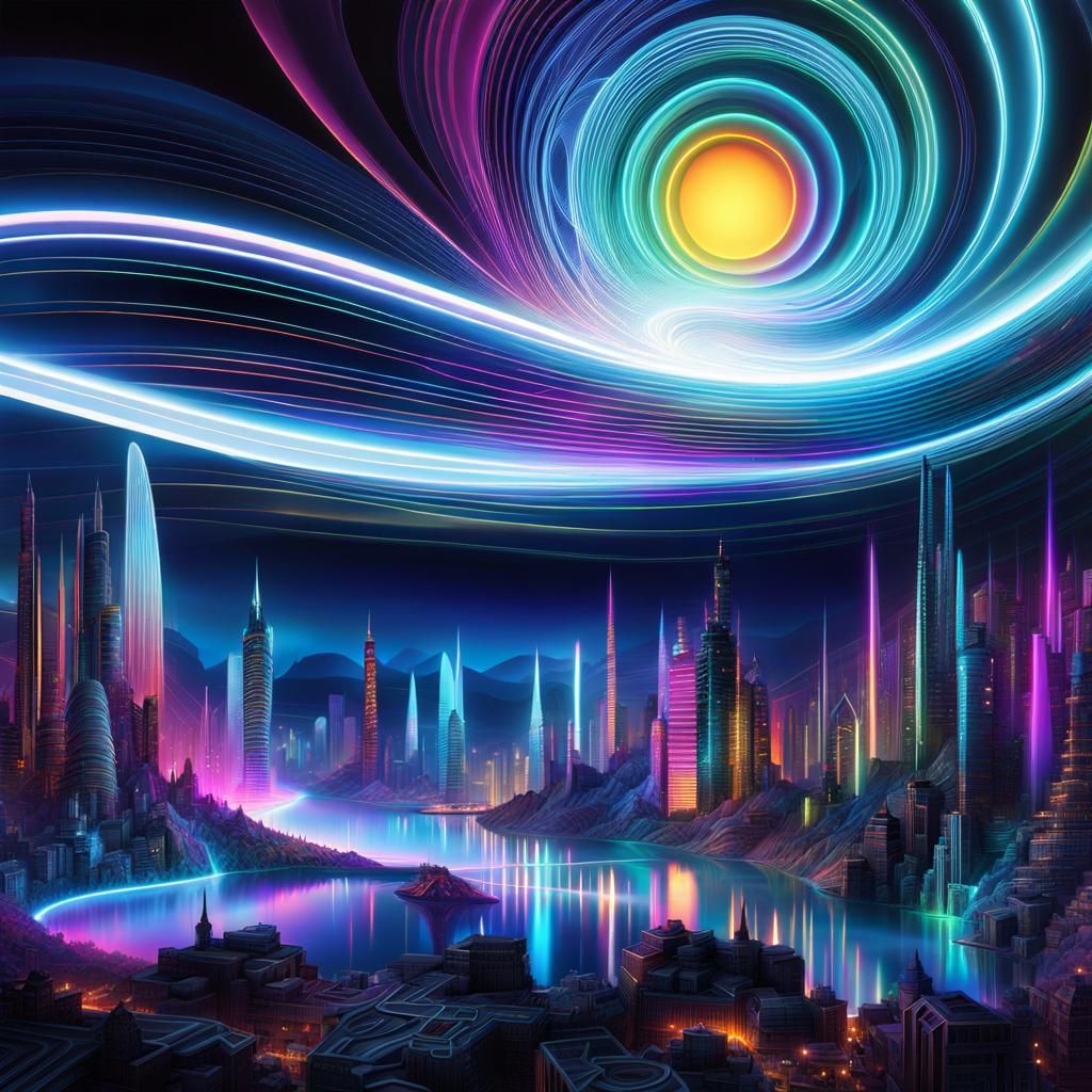 Neon Cityscape at Night: A Digital Masterpiece