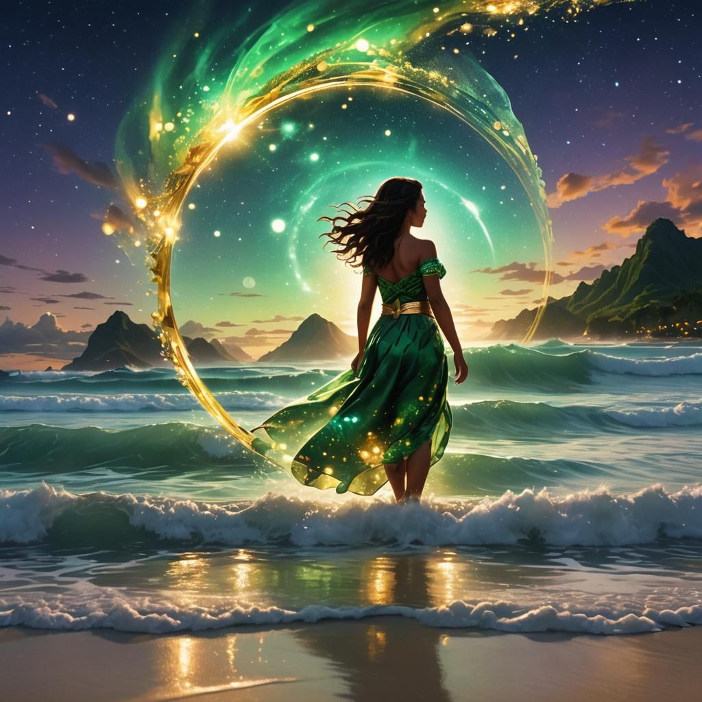 Moana on Nebula Beach: Digital Illustration