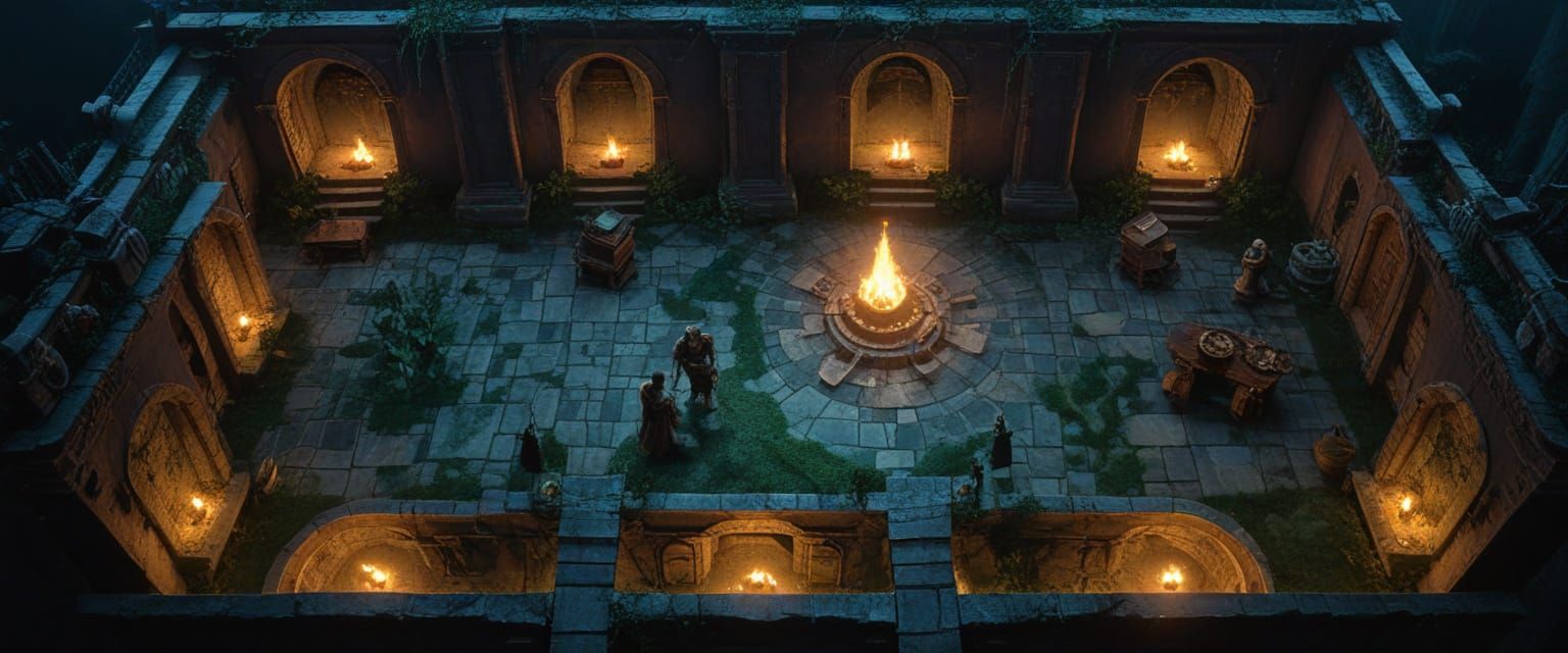 Surreal Dungeon Floorplan with Jewels and Magic Dust