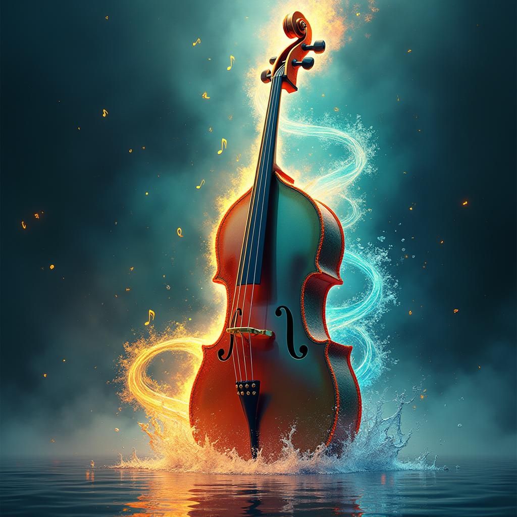 Fiery Cello Symphony in a Detailed Matte Painting