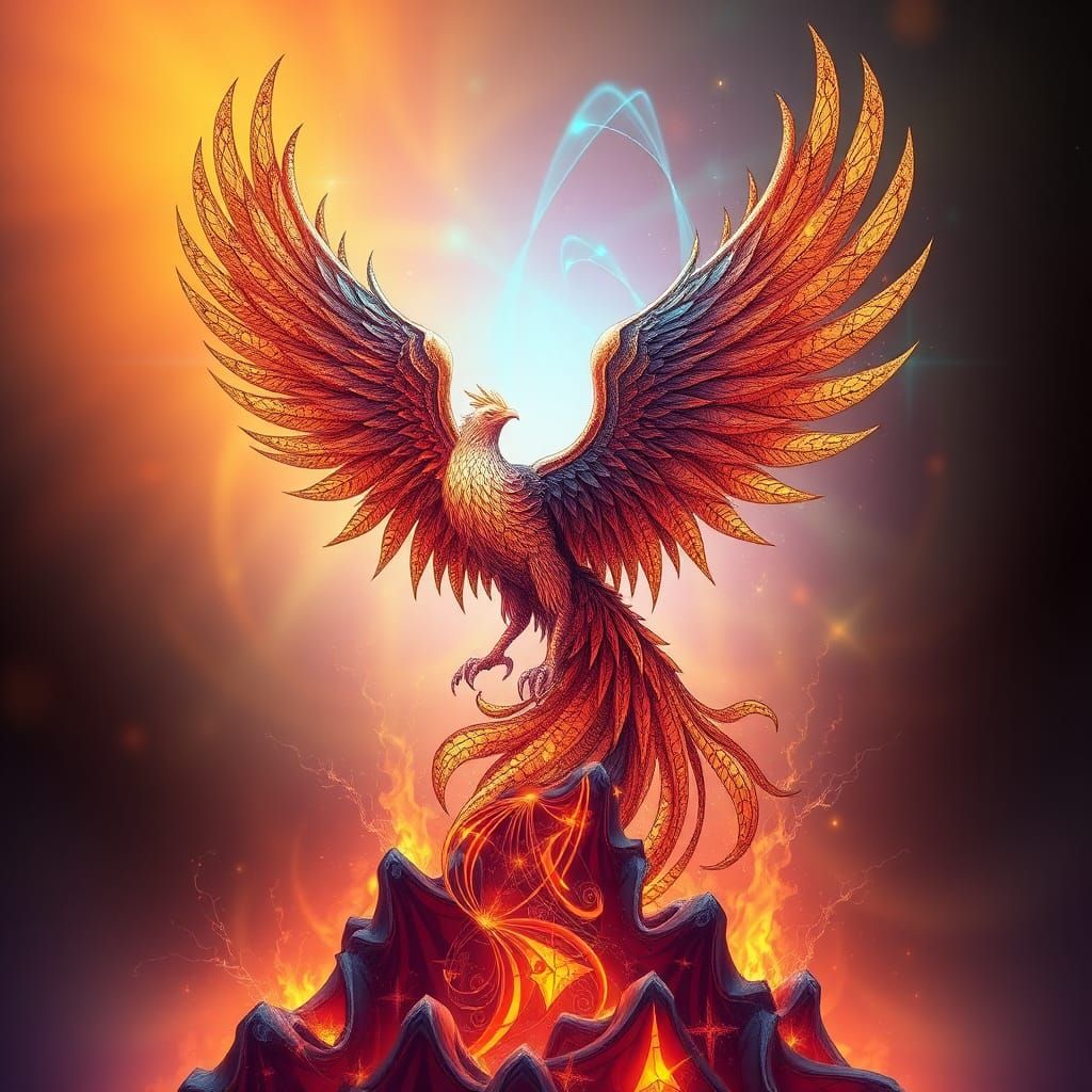 Majestic Phoenix Rising: Abstract Vector Fractal Art