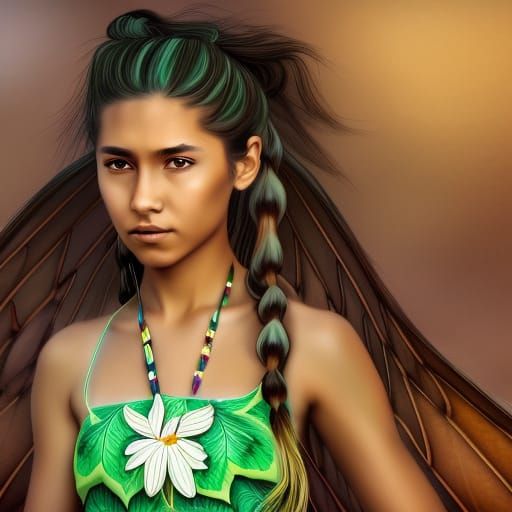 Native American Girl with Dragonfly Wings, Comic Art