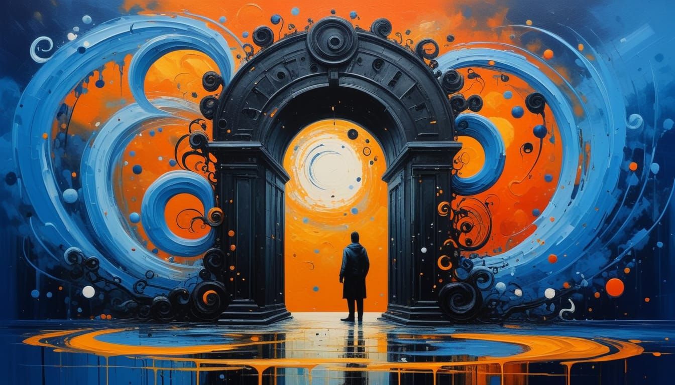 Interdimensional Gateway in Dreamlike Oil Painting Style