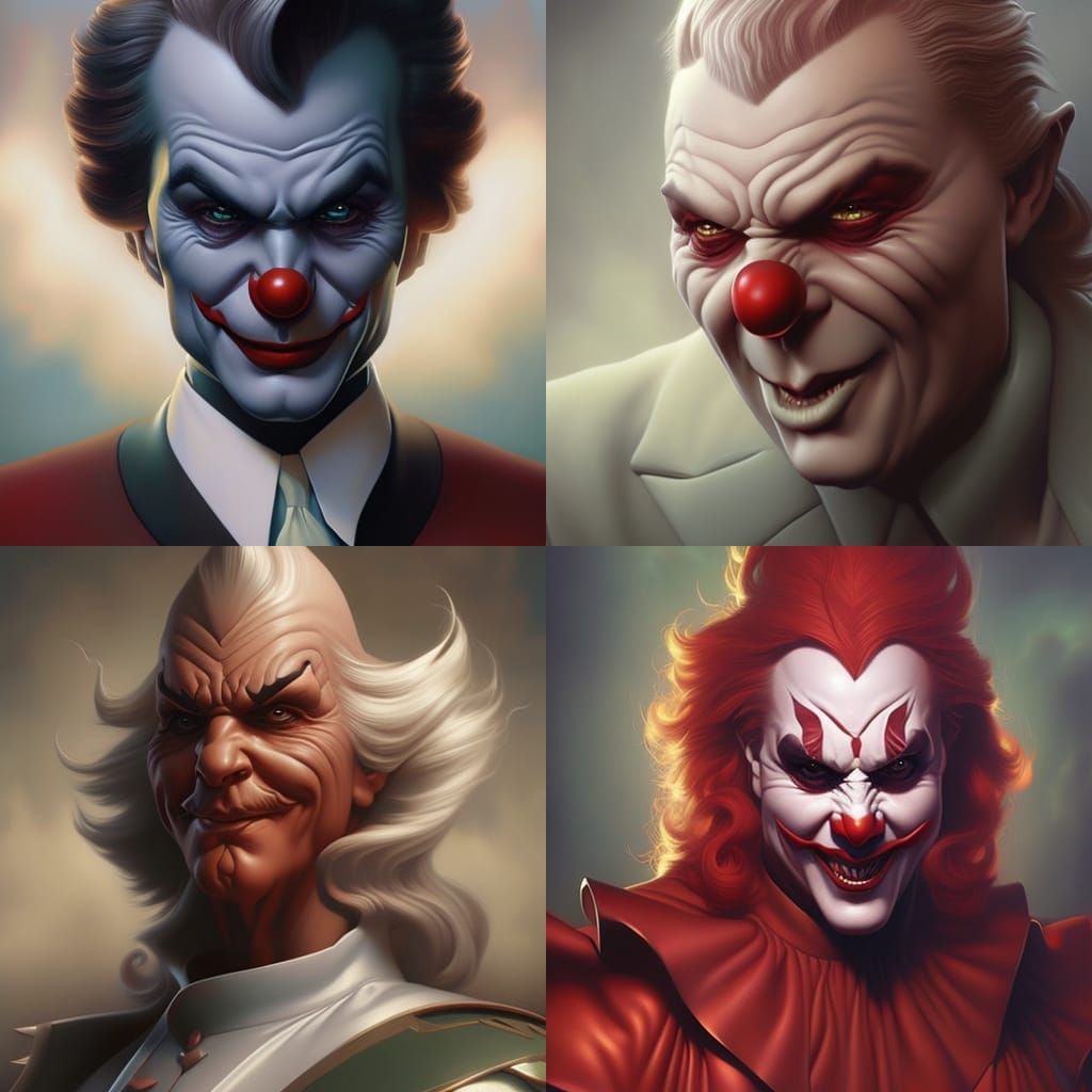 Scary Ronald McDonald Clown Portrait in Fantasy Horror Art