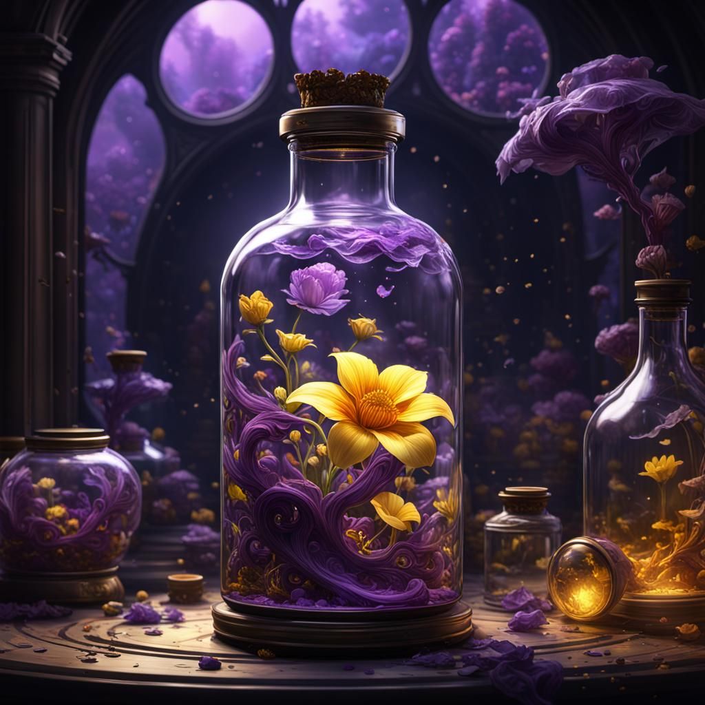 Worlds Collide: Dark Fantasy Art in Glass Bottle