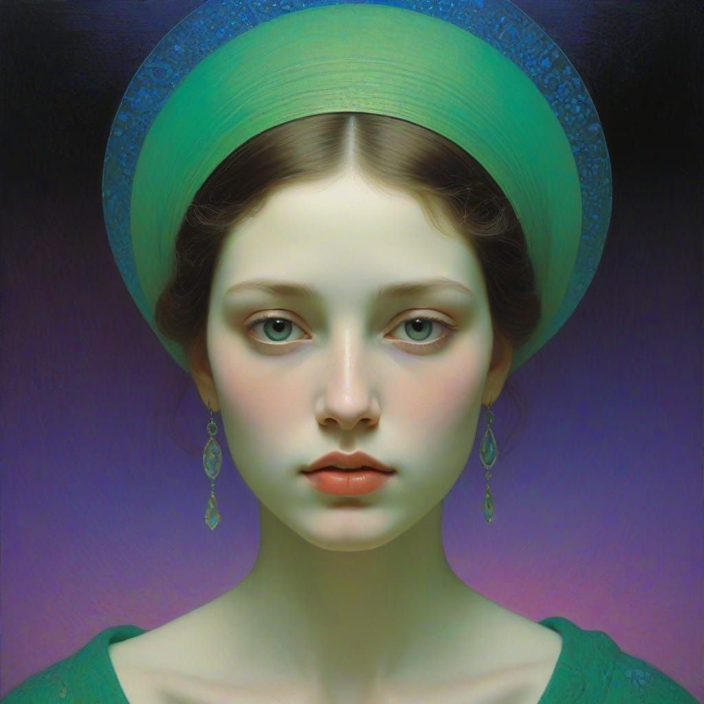 Enchanted Cosmic Portrait in Glowing Gallium Nitride Etching