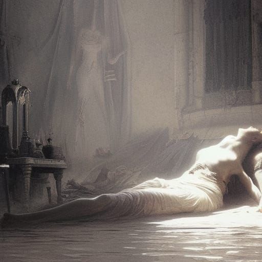 Horrific Death Scene in Dark Engraving Style