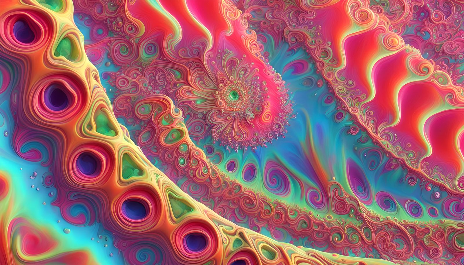 Psychedelic Abstract with Ethereal Glow in Biopunk Style