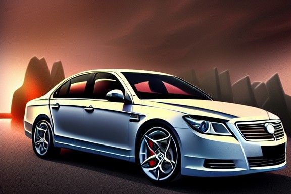 Luxury Sedan with V12 Engine in Photorealistic Style