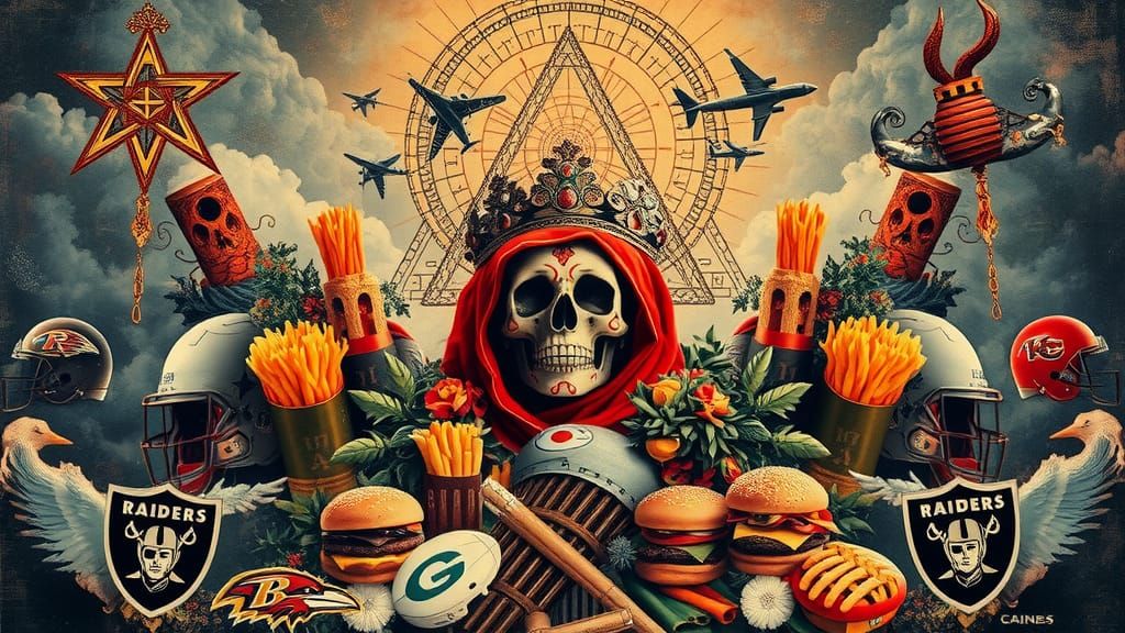 Intricate Collage of Mysticism, Modernity and Pop Culture