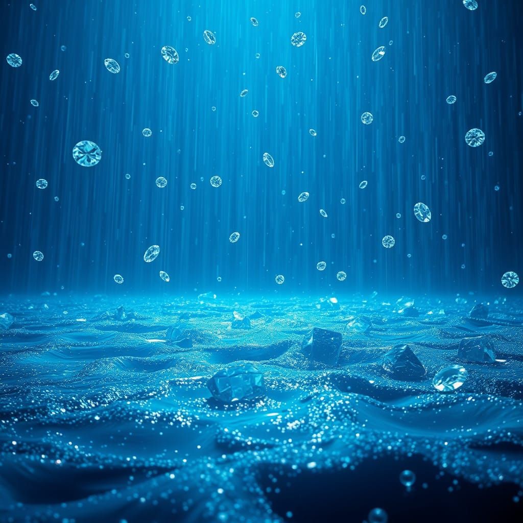 Epic Digital Painting of Neptune with Diamond Rain