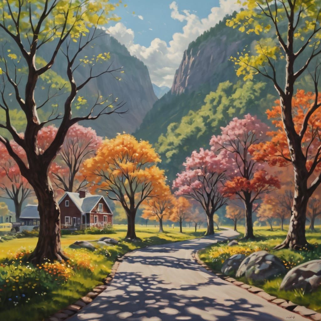 Vibrant Summer Scene in Bright Colors