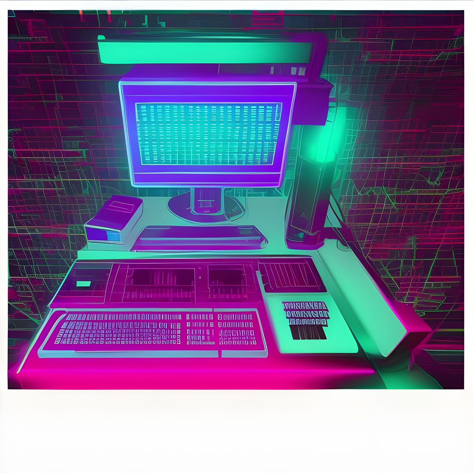 Cyber Security Lab in Synthwave Neon Retro Style