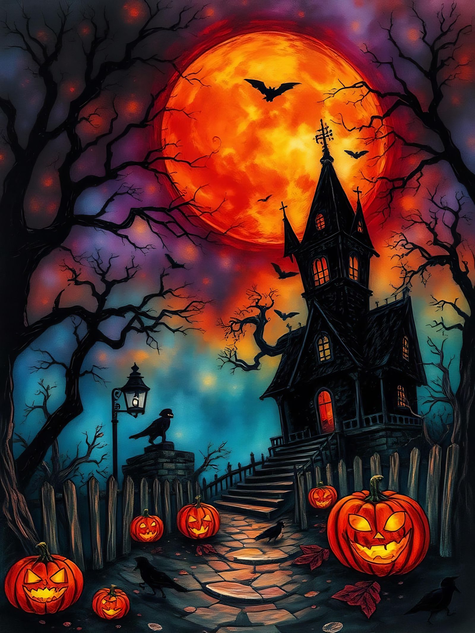 Spooky Halloween Storybook in Alcohol Inks