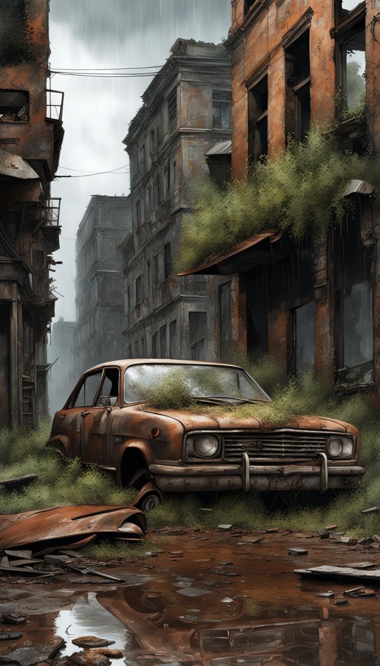 Photorealistic Overgrown Ruins of a Bombed City