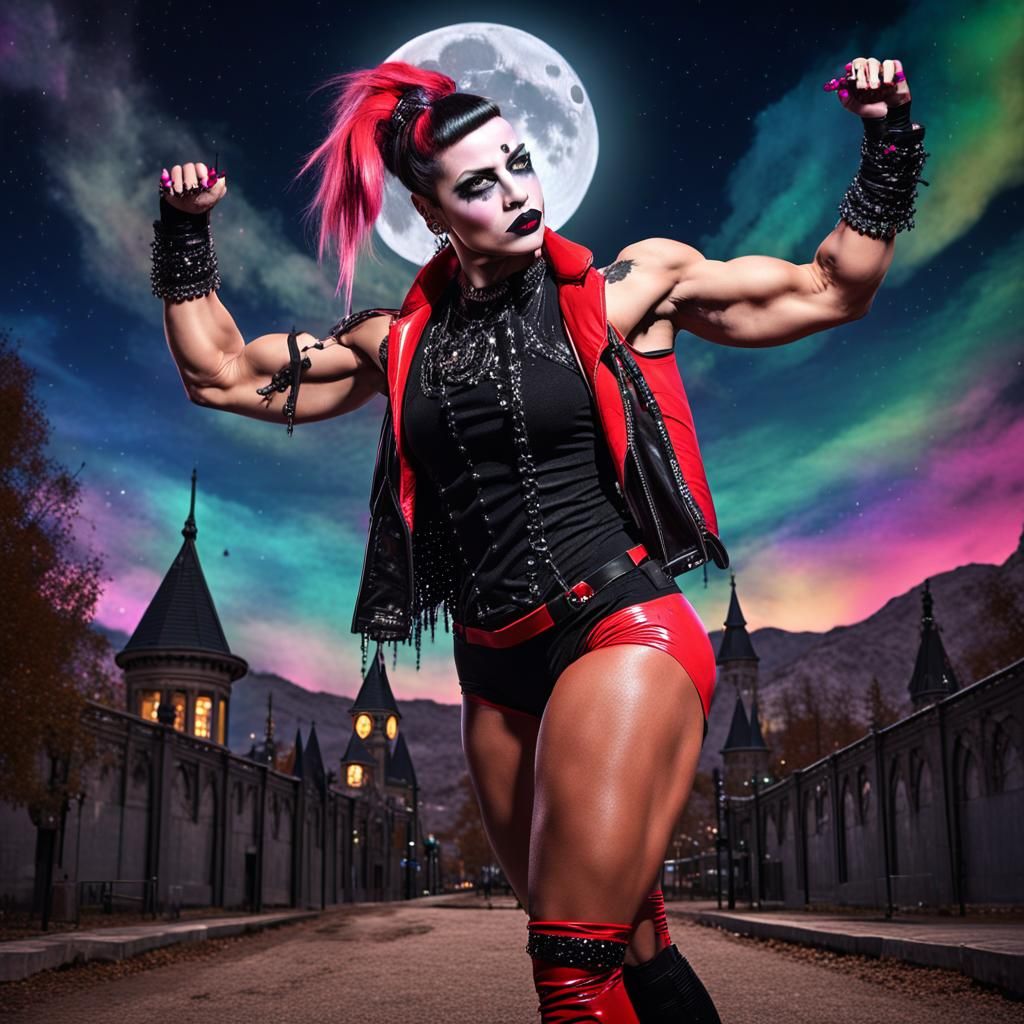 Victorian Gothic Bodybuilder Under the Moon