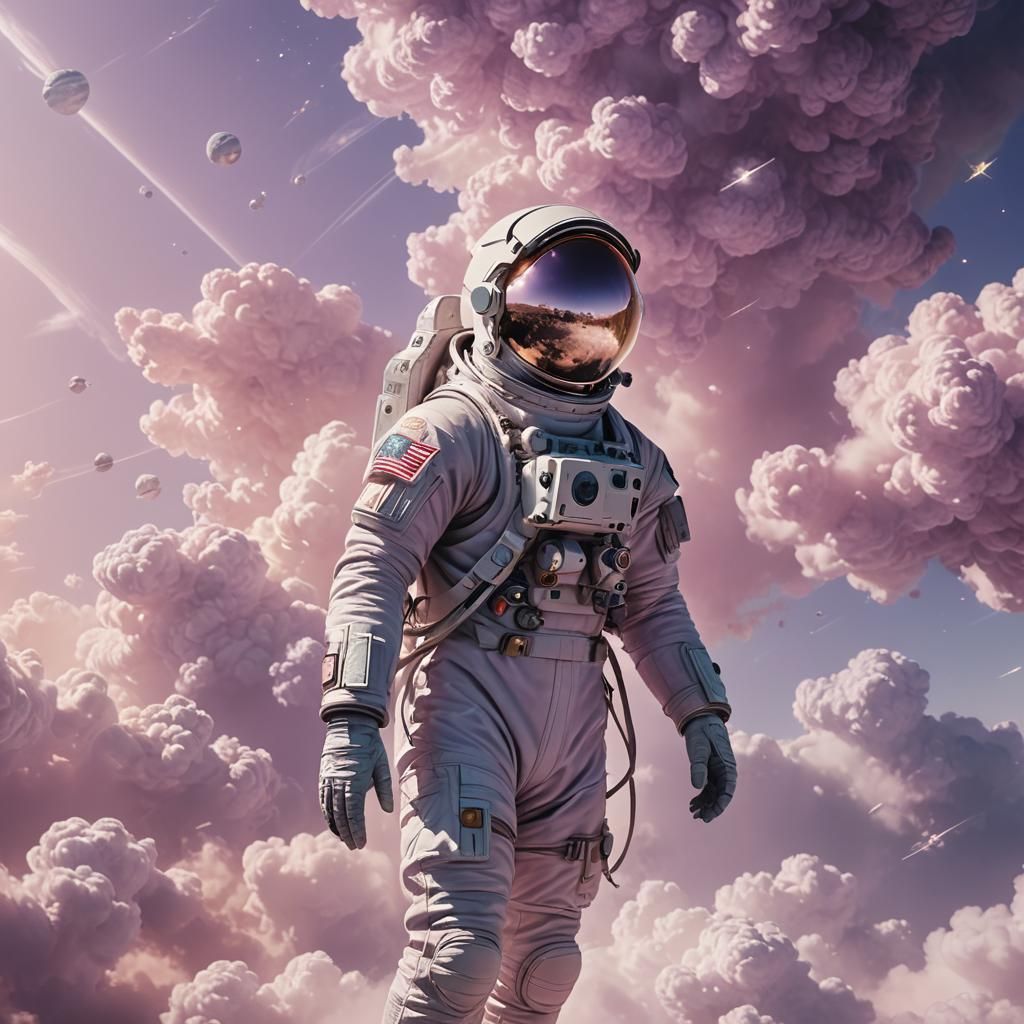 Astronaut of Clouds in Ethereal Sunlight