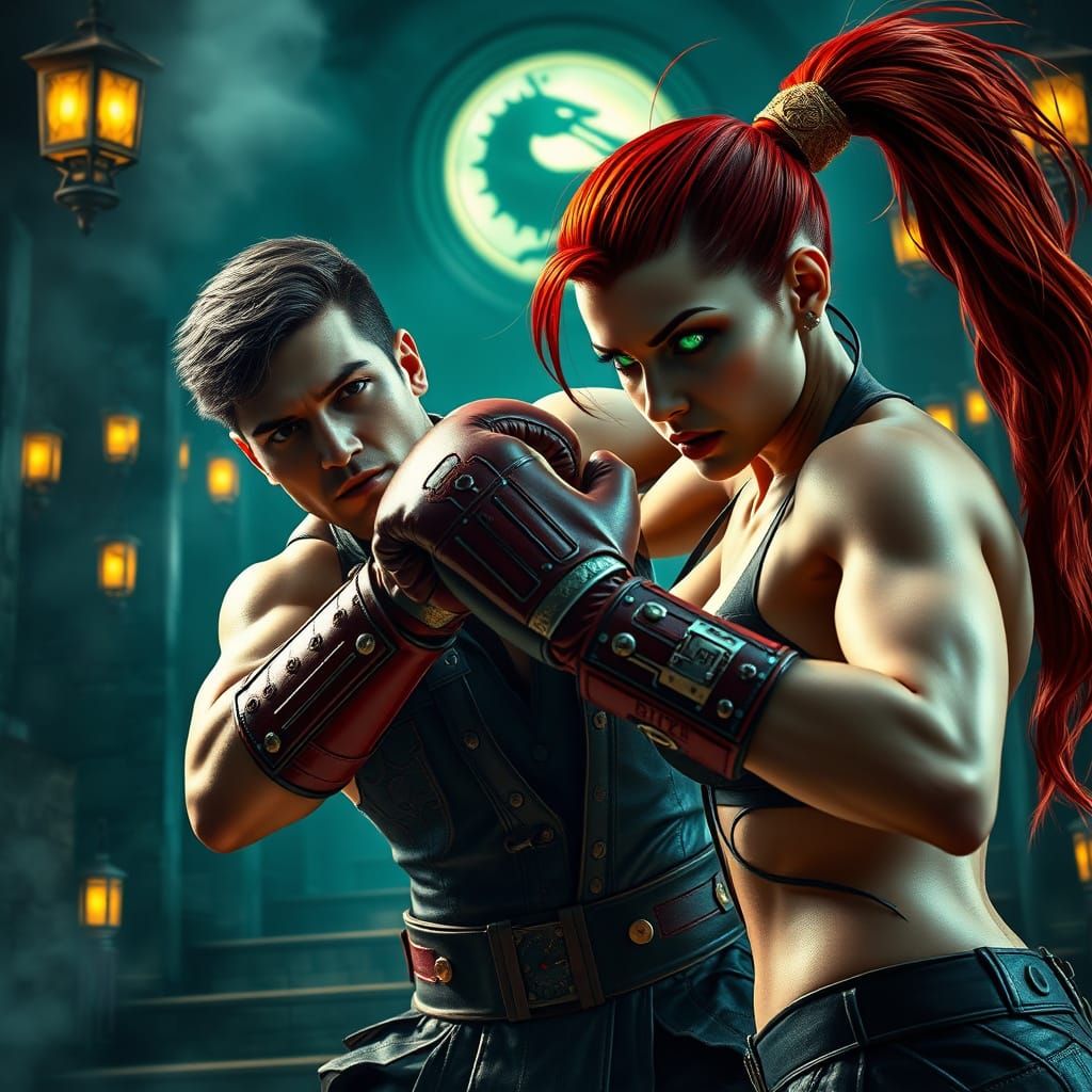 Clockpunk Warrior Battles Cyberpunk Siren in Gritty Mortal K...