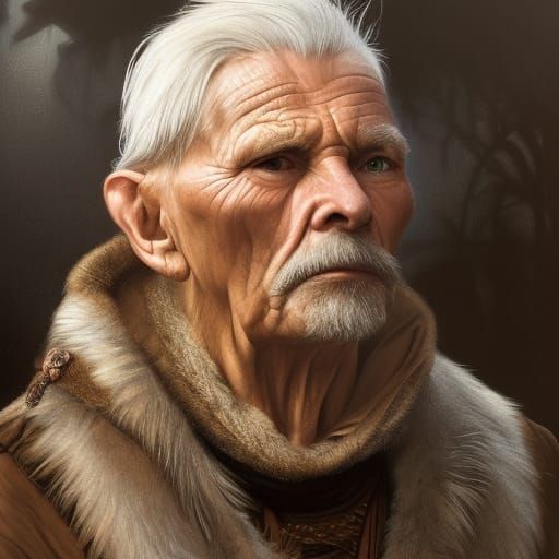 Medieval Portrait: Old Man in Fur Cloak