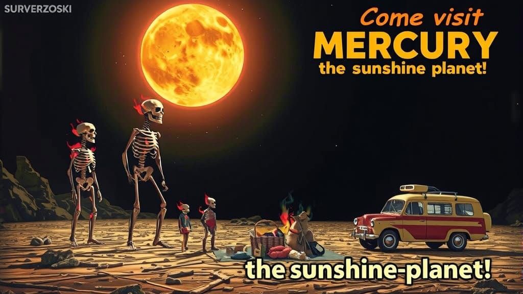 Retro Sci-Fi Ad: Burning Skeletons on Mercury