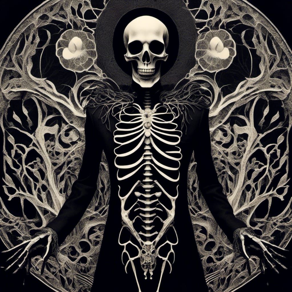 Raven in Skeletal Shape: High-Contrast Photogram