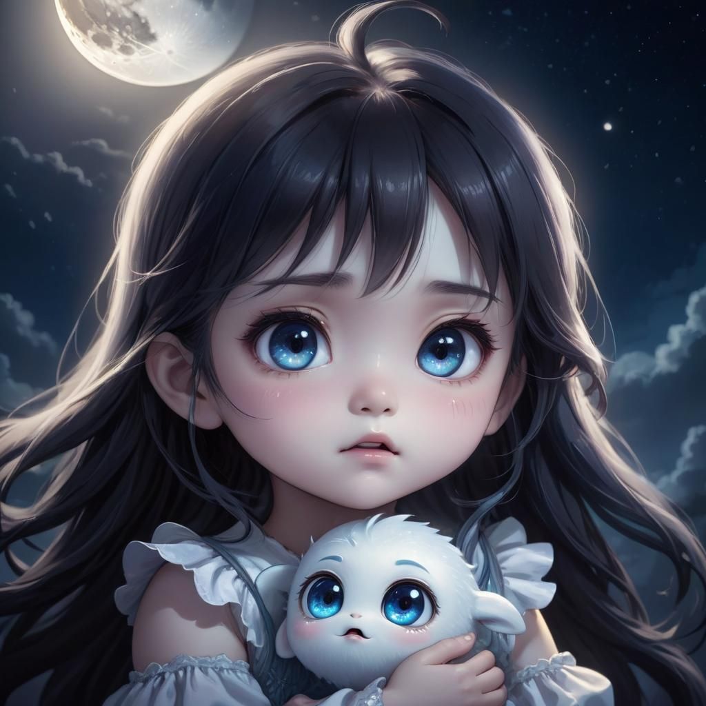 A girl holding a chibi monster