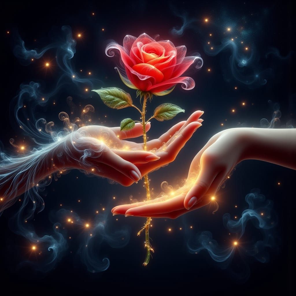 Beaded Rose Bud Exchanged in Starry Dreamscape