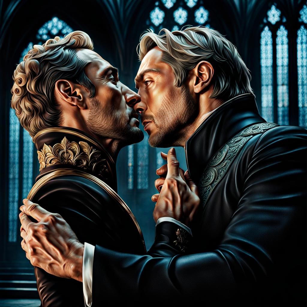 Hyperrealistic Image of Two Men Embracing