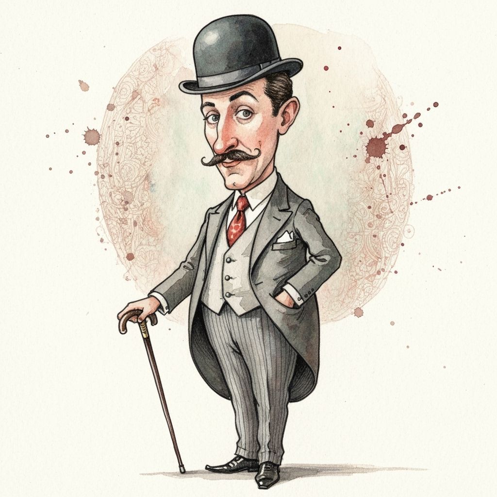 Whimsical Watercolor Comedian in Vintage Style