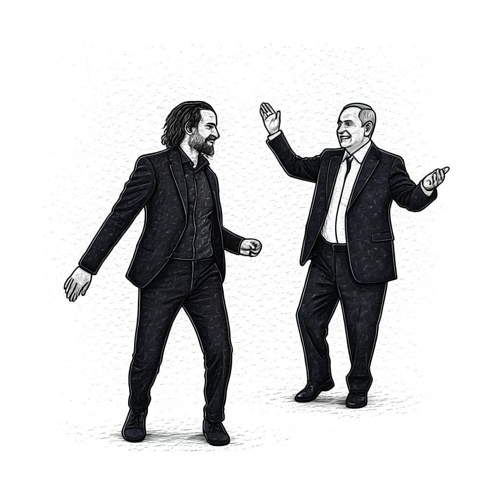 Minimalist Nordic Line Art: Dancing Figures