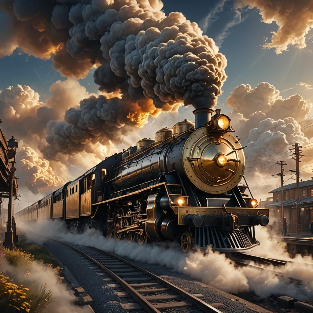 Majestic Steam Train Ascends to Heaven