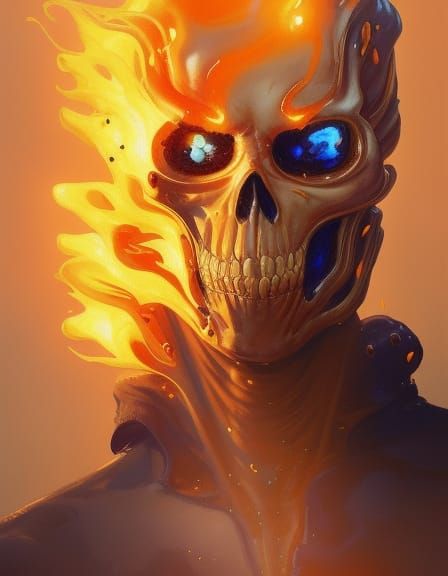 Ghost Rider Melts: Hyperdetailed Digital Art Portrait
