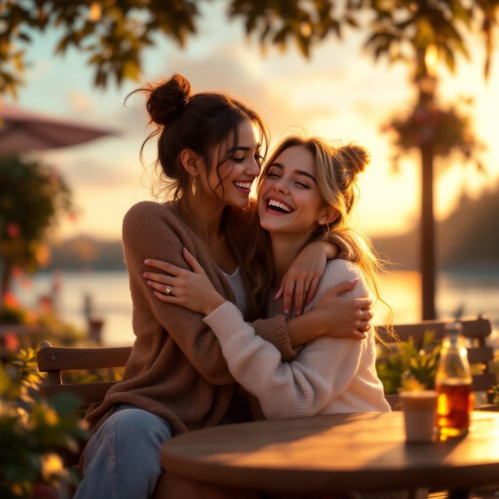 Best Friends Sharing a Joyful Moment in a Beautiful Outdoor ...