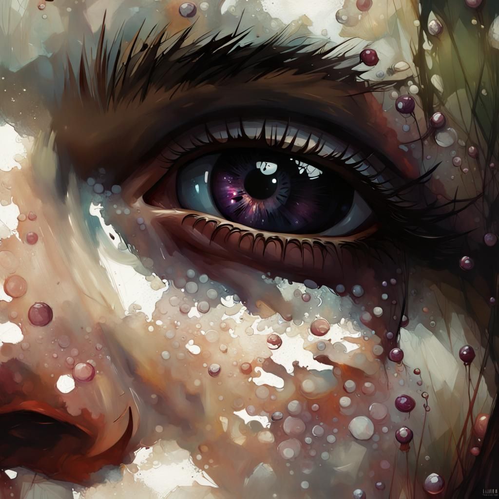 Grape Close-up on Rainy Day in Maximalist Style