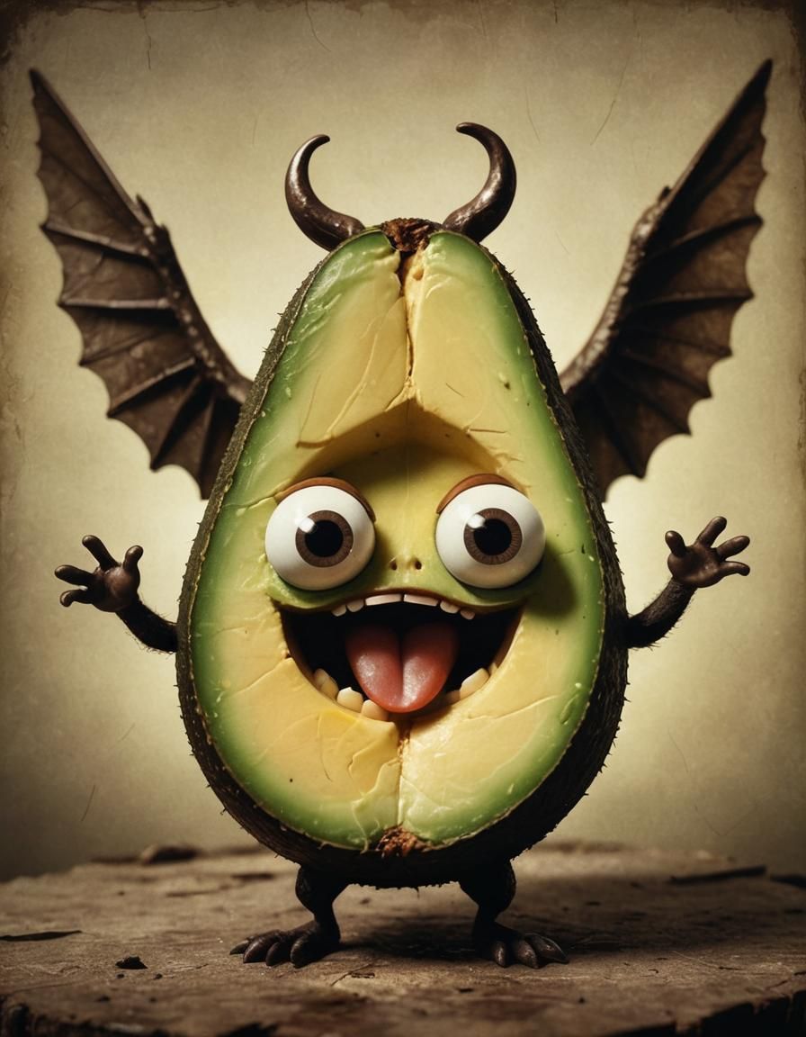Devil Avocado: 3D Digital Art Illustration
