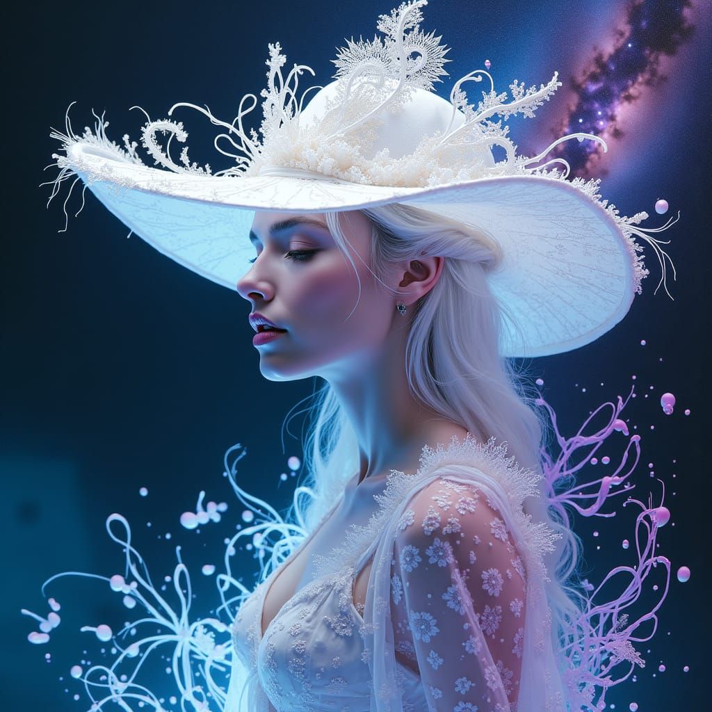 White Witch Double Exposure in Biomechanical Style