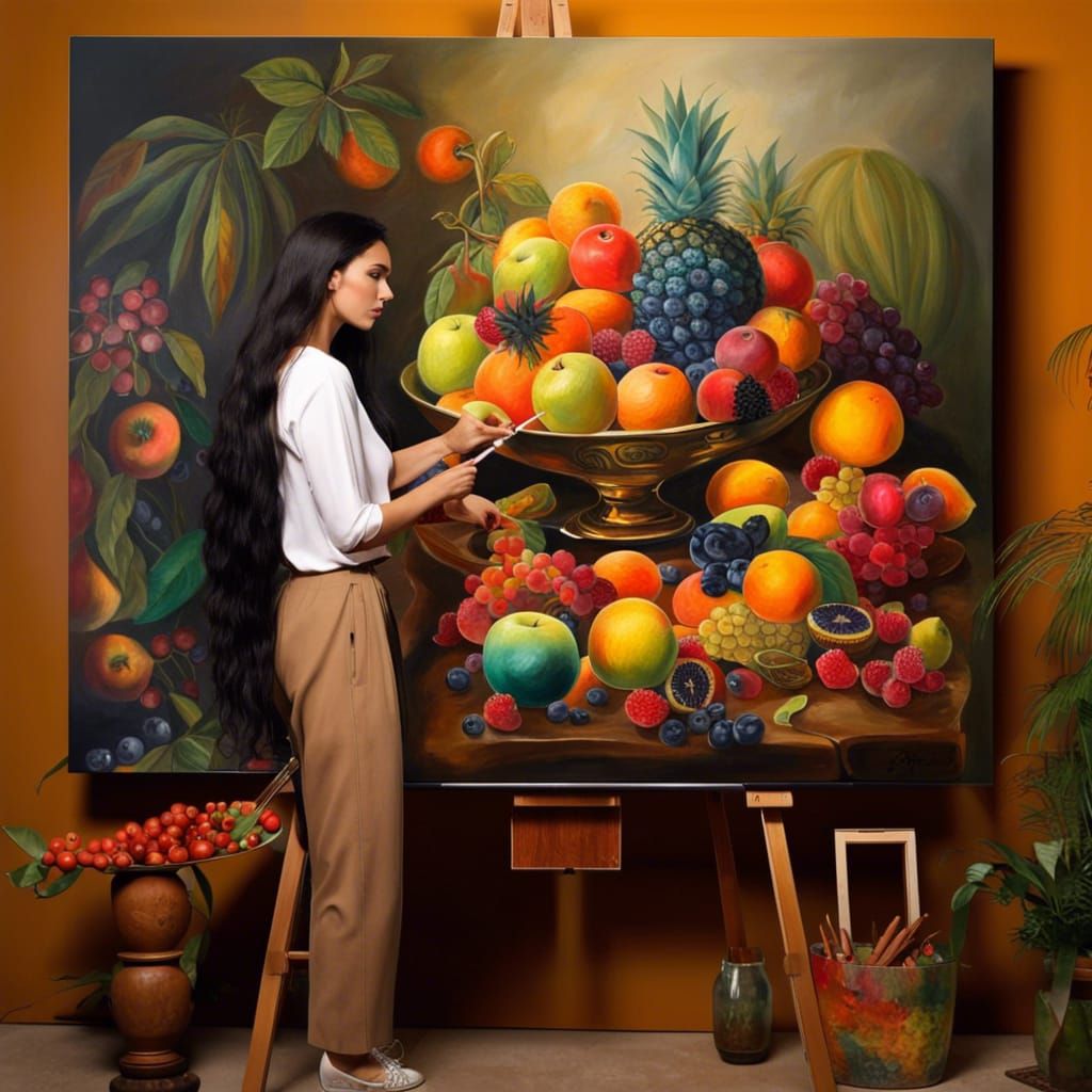 Exotic Fruit Still Life: Detailed Matte Painting