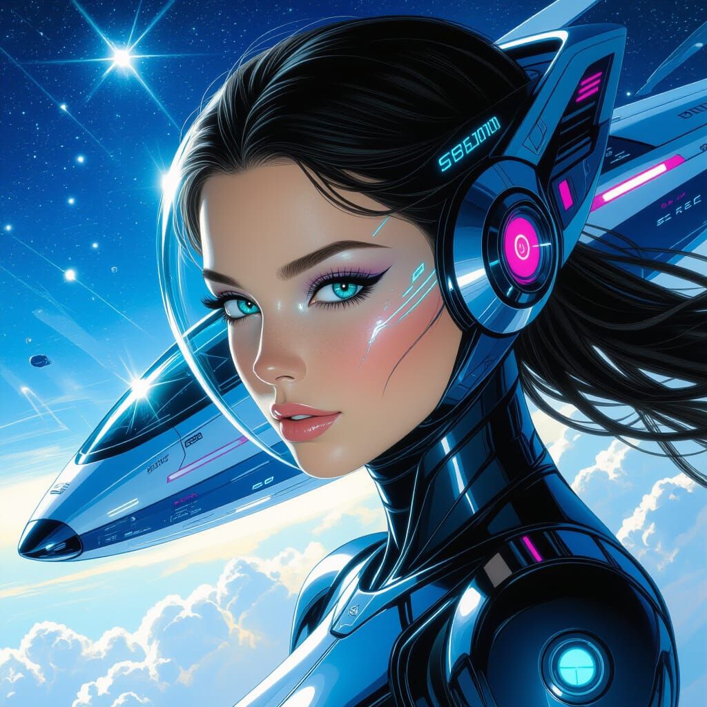 Futuristic Space Glider Girl Portrait