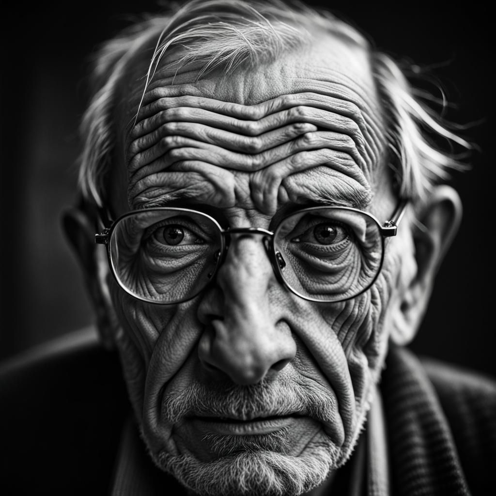 Striking Portrait of an Old Man in Black and White