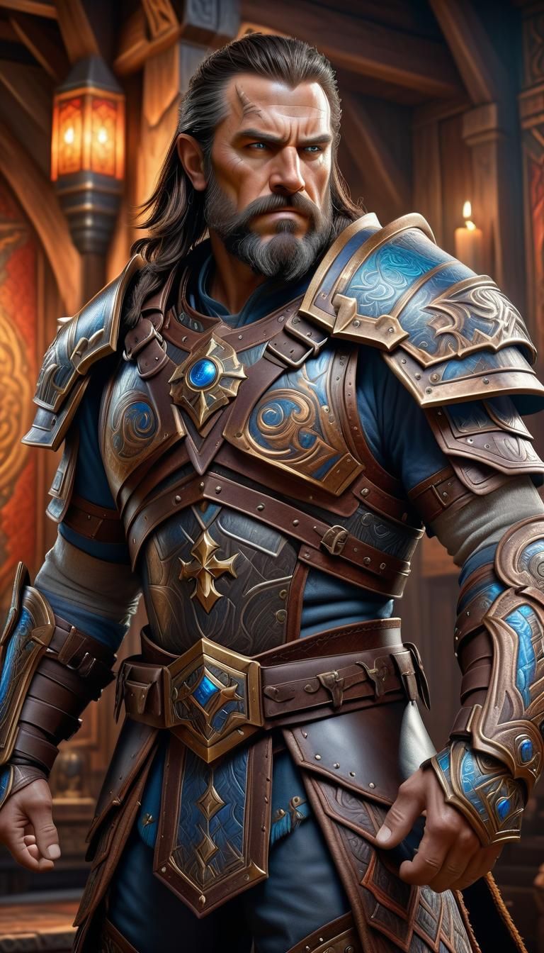 Armored Warrior in Mystical Room, Hyperrealistic Style