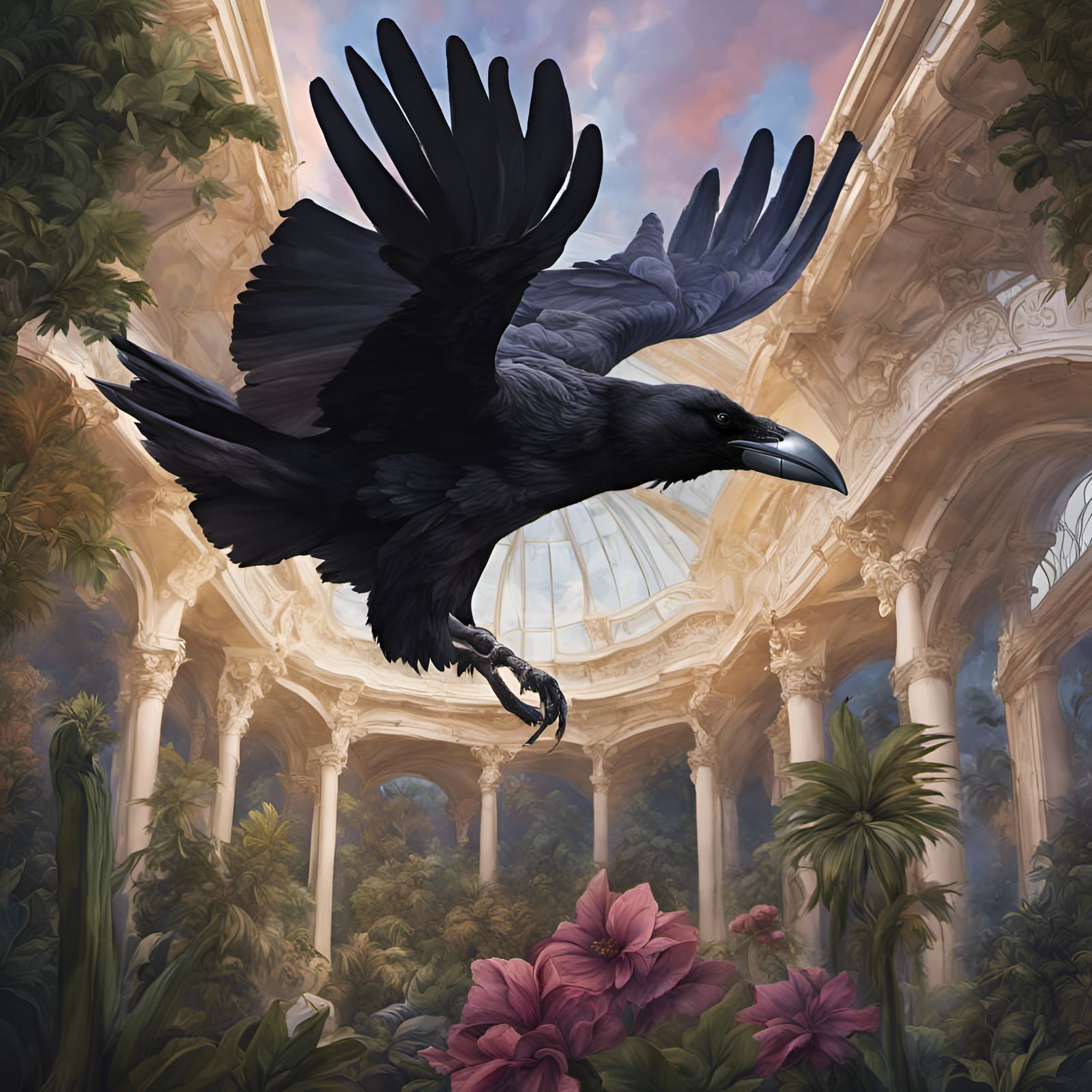 Raven Intercepts Meteorite Near Conservatory