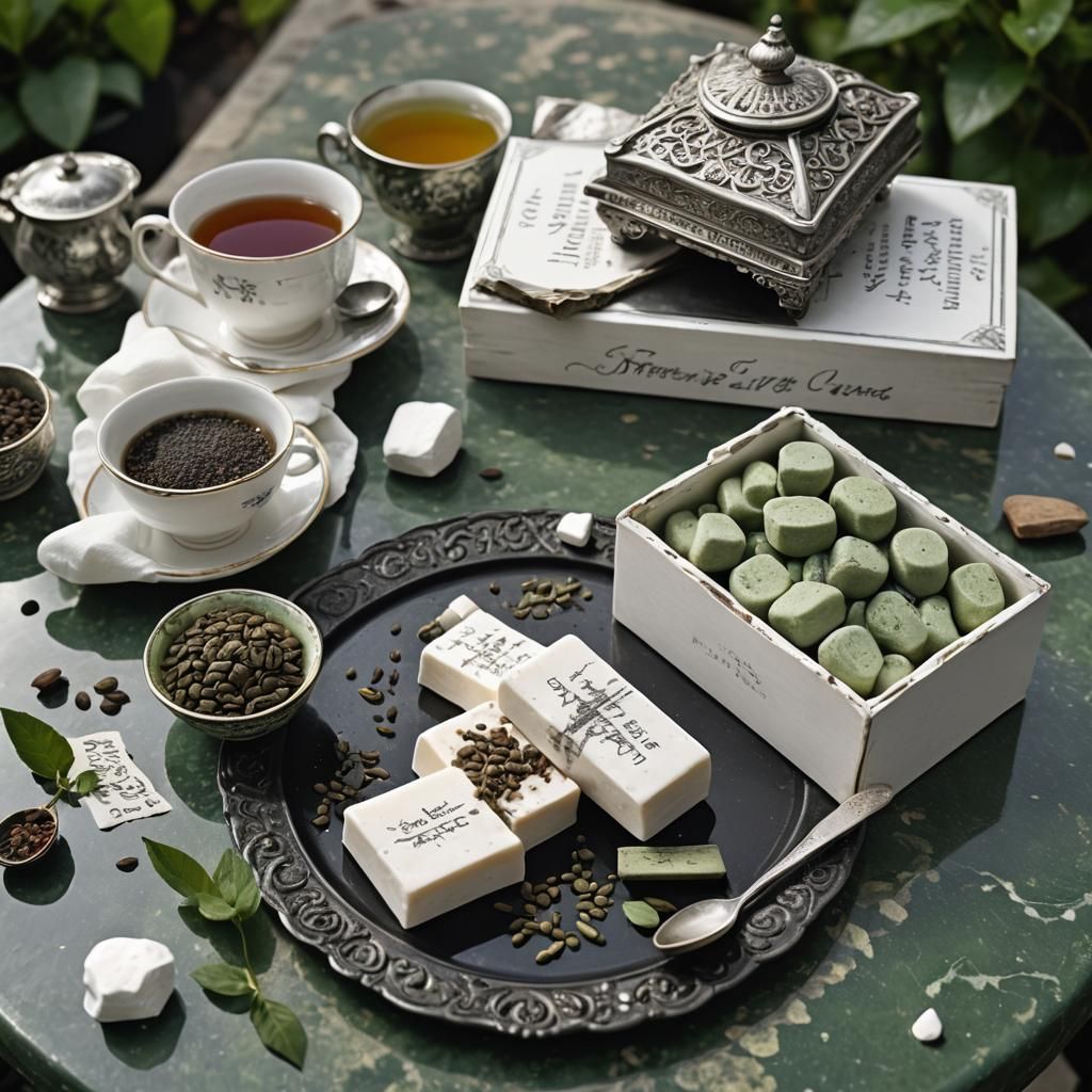 Soap Bars and Tea Seeds in English Teahouse