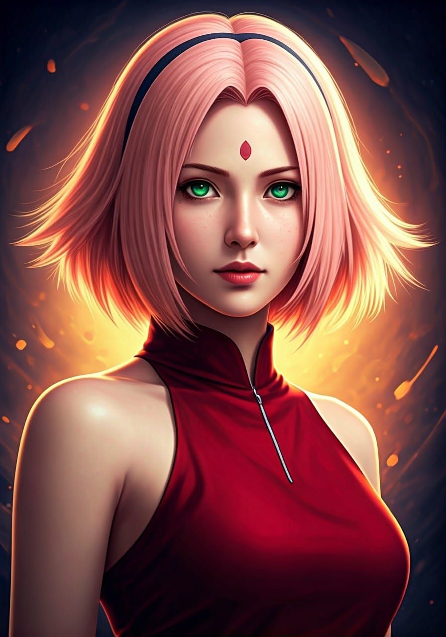Realistic sakura haruno from naruto anime