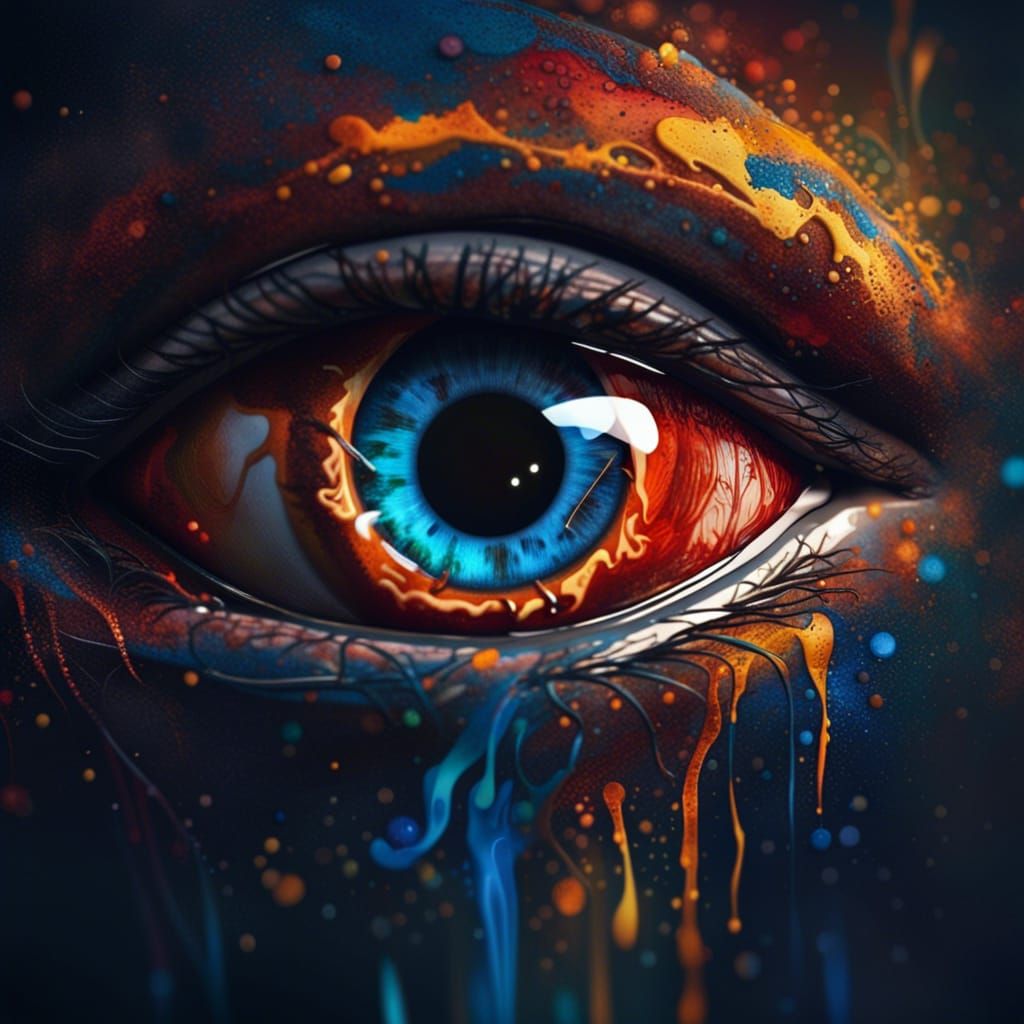 Hyperrealistic Evil Eye Splash Art Design