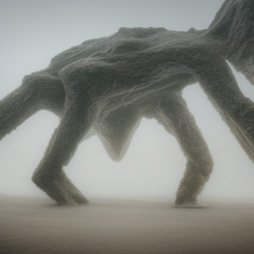 Giant Humanoid Sleeps on Foggy Beach