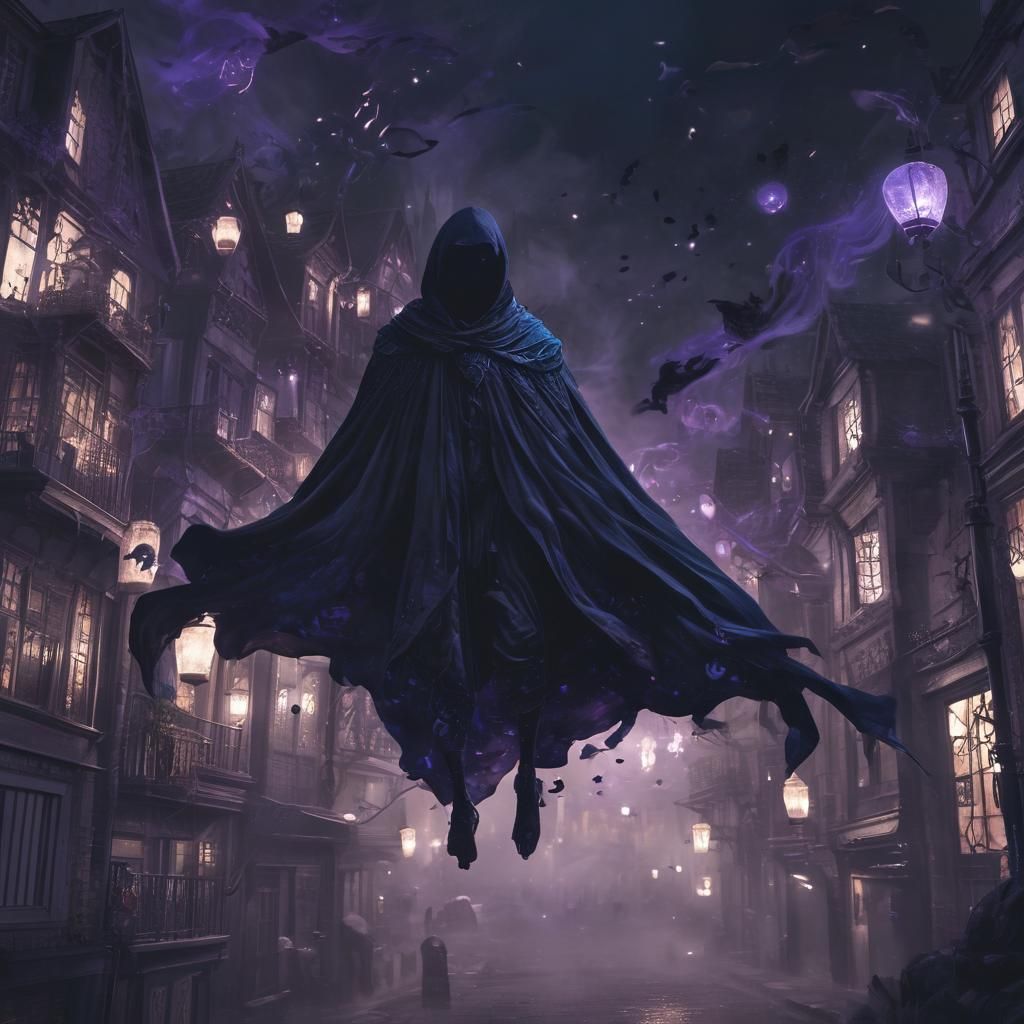 Eerie Ink Creature in Ghostly Gothic City