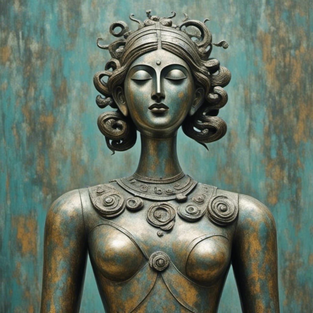 Ancient Rain Goddess in Dadaist Style