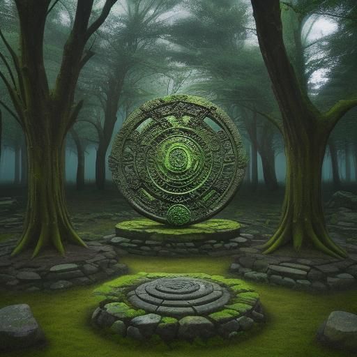 Druid in Celtic Stone Circle: Digital Art