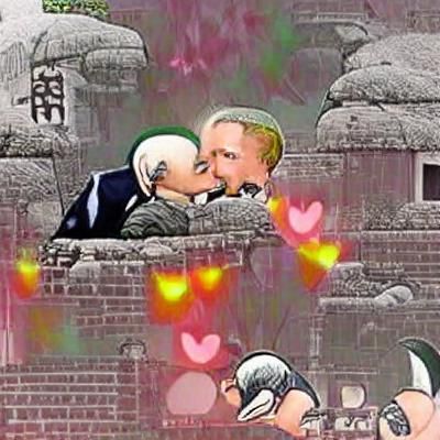 Provocative Political Figures Kissing in Manga Anime Style